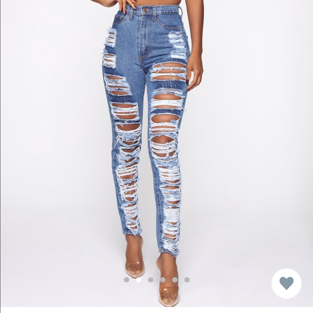 Dark blue denim boyfriend ripped jeans